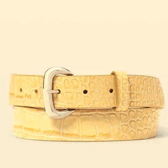 Alligator Embossed Leather Trouser Belt - Brand New - NEVER WORN - Marigold - Picture 4 of 4